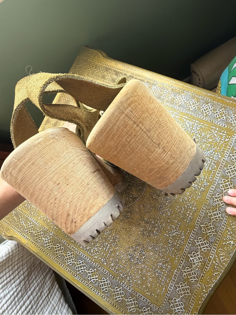 MIA Olive Green Suede Platform Clogs - Picture 3 of 4